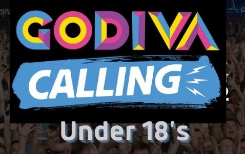 Godival Calling under 18s logo on a black background