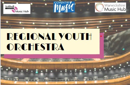 regional youth orchestra logo on background of an auditorium